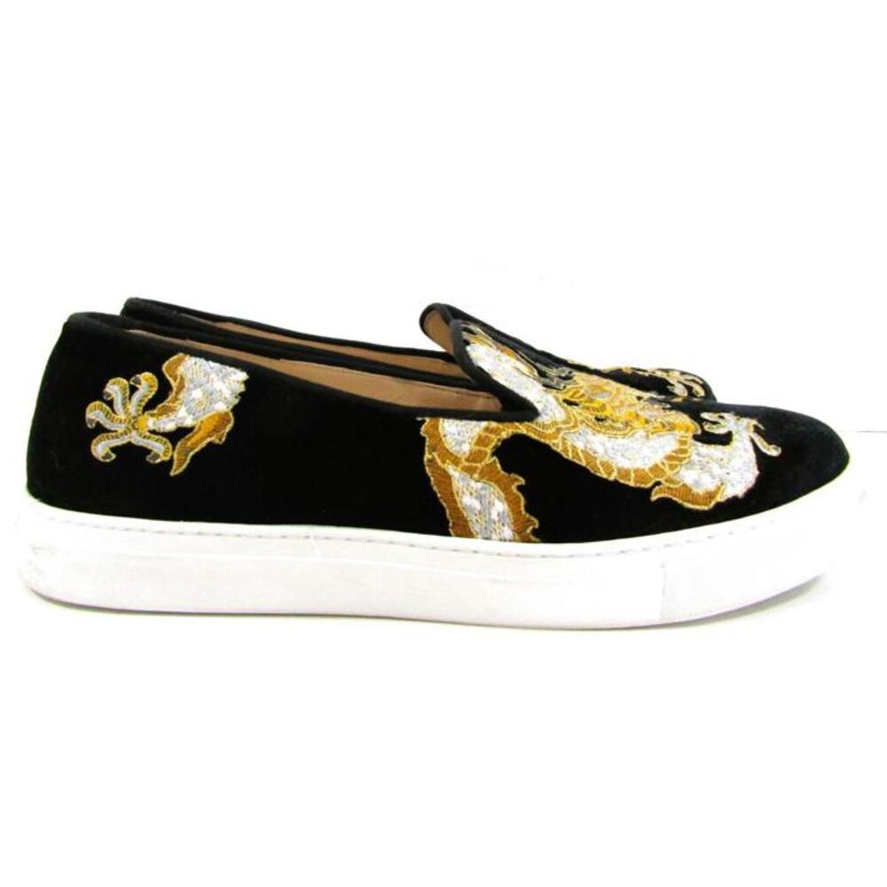 Scalalmandre by Stubbs & Wootton Palm Beach Emperor Noir Black Velvet Slippers - Picture 4 of 14